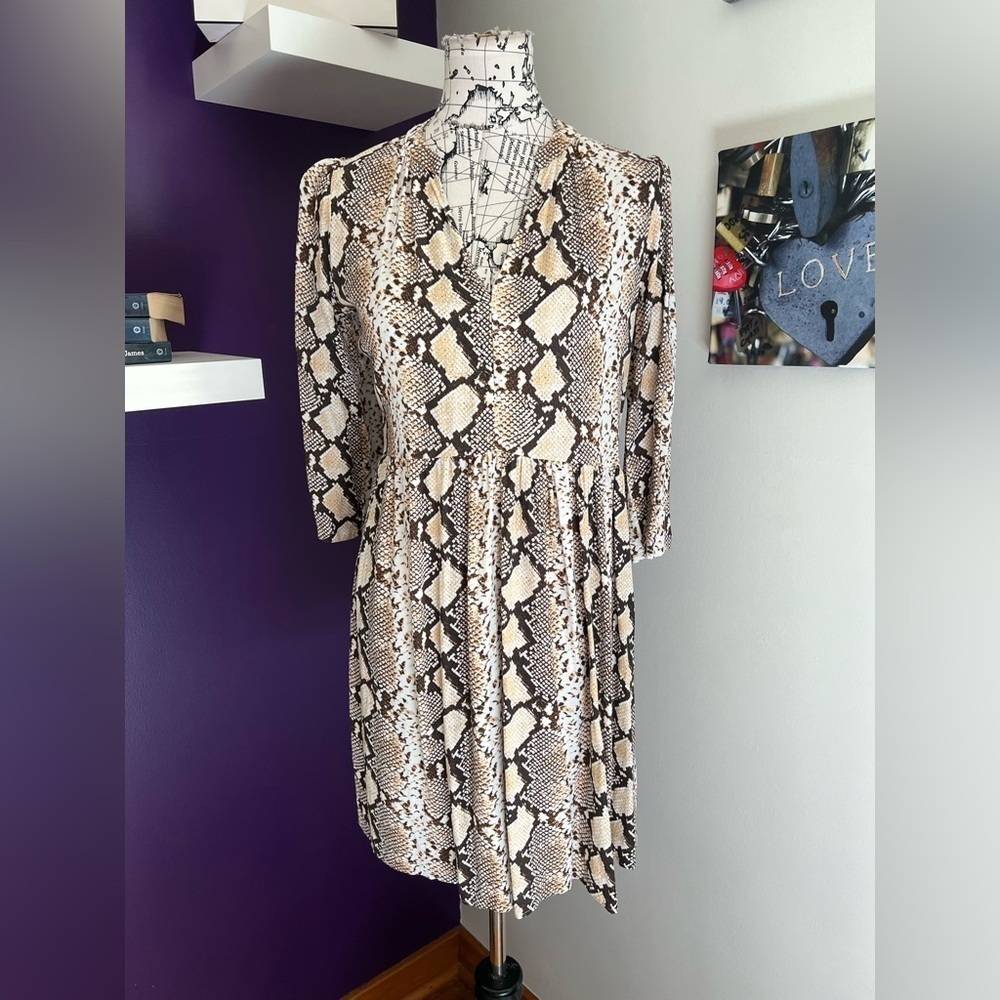 Maeve by Anthropologie Long Sleeve Animal Print Dress